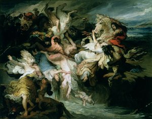 A derrota dos teutões e os cimbros de Caio Mário (c.157-86 aC) (óleo sobre papel sobre tela)