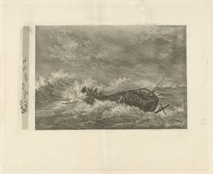 Mar tempestuoso com navio afundando