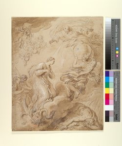 A Imaculada Conceição, c.1700-37 (tinta, lavagem e guache sobre papel) de François Lemoyne