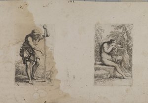 Homem de pé, segurando um bastão - Mulher sentada... de François Morel