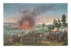 Retirada dos franceses após a batalha de Leipzig, 19 de outubro de 1813, c1850