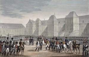 A abdicação de Napoleão e sua partida de Fontainebleau para Elba, 20 de abril de 1814