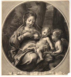 François Spierre - Madonna del Latte (Virgem e criança com um anjo), segundo Correggio, W,8.14