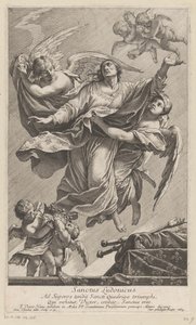 São Luís IX levado para o céu por dois anjos
Sanctus Ludovicus (título sobre o objecto) de François Tortebat
