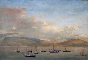 Frotas napolitana, francesa e espanhola na baía de Gaeta