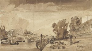 O Sena e a Pont Royal; à direita o Pavillon de Flore e uma ala do Louvre de François Victor Sabatier