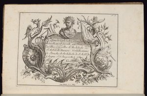Cartouche com busto retrato, Livre de Cartouches Irréguliers (Livro de Cartouches Irregulares) de François de Cuvilliés the Elder