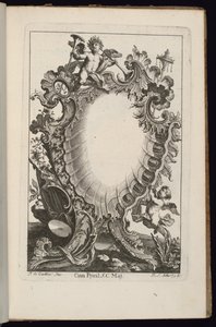 Cartucho com Trompetes de Putto, Livro de Cartuchos Irregulares de François de Cuvilliés the Elder