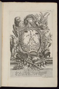 Cartucho com dois leões e uma cifra, livro de cartuchos para diferentes usos de François de Cuvilliés the Elder