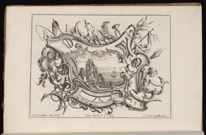 Cartucho com Tritões Jovens, Livro de Cartuchos Irregulares de François de Cuvilliés the Elder