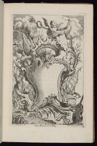 Cartucho com um gênio, livro de cartuchos para diferentes usos de François de Cuvilliés the Elder