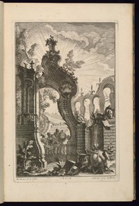 Projeto para fonte com arcos de treliça de François de Cuvilliés the Elder