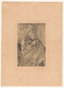 Mulher jovem com xale floral de François de Meersman (signed by artist)