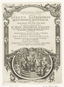 Minerva Lauwert Schrijver Título da página: Johannes Carolus de Roo, Dissertatio juridica inauguralis, ad tit. ss. depois de um casamento dissolvido, como é pedido o dote, 1722