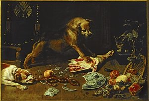 A despensa ... (pintura sobre tela) de Frans (circle of) Snyders