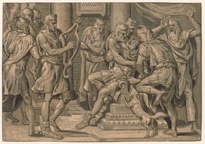David Tocando Harpa antes de Saul, 1555. de Frans Floris