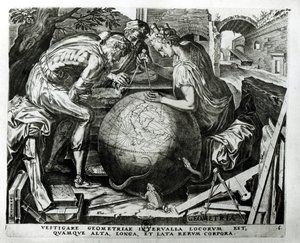 Geometria, gravada por Hieronymus Cock (c.1510-70) de Frans Floris