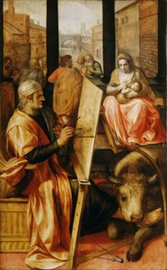 São Lucas pintando a Virgem Maria (óleo sobre painel) de Frans Floris