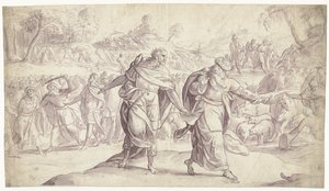 Joshua tem os cinco reis dos amonitas executados
História de Joshua (título da série) de Frans Francken (I)