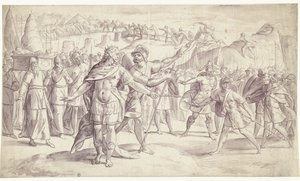 O povo de Israel atravessa o rio
História de Joshua, ? (4?) (título da série) de Frans Francken (I)