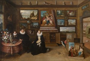 O Kunstkammer com um casal e seu filho, primeiro terço do século XVII.