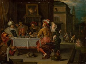 A parábola do homem rico e do mendigo Lázaro, 1615.