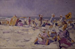 Cena de praia (óleo sobre tela)