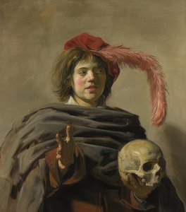 Retrato de um jovem com uma caveira (vanitas). 1626-28 de Frans Hals