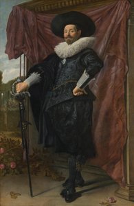 Holandês: Willem van Heythuysen posando com uma espada de Frans Hals