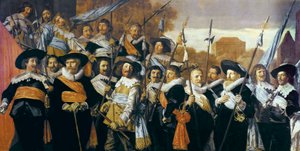 Retrato de grupo de oficiais e subalternos da Guarda Cívica em Haarlem de Frans Hals