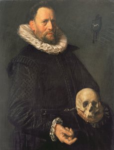 Retrato, homem, segurando, cranio, c.1611-12, (panel)