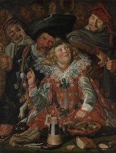 Entrudo foliões (The Merry Company) c.1615 (óleo sobre tela) de Frans Hals