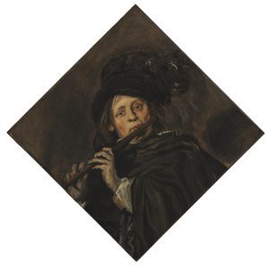 Jovem tocando flauta de Frans Hals