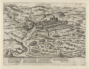 Cerco de Saint-Quentin, 1557
S. Quintin belägert (título sobre o objecto)
Série 2: Eventos nos Países Baixos, 1555-1558 (título da série) de Frans Hogenberg