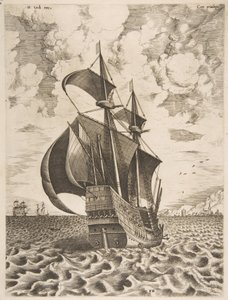 Navegação armada com quatro mestres em direção a um porto de The Sailing Vessels, 1561-65. de Frans Huys
