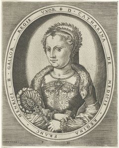 Retrato de Catarina de Médici Retratos de reis, rainhas, príncipes e princesas (título da série) de Frans Huys