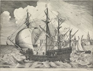 Quatro mestres saem do porto Veleiros (título da série) de Frans Huys