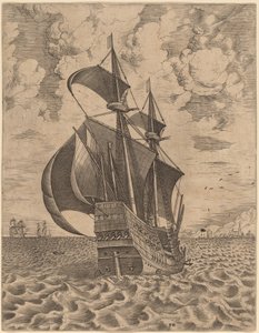 Navegação armada de quatro mestres em direção a um porto
