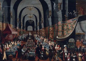 "Le festin de Balthazar" (A Festa de Belshazzar) Peinture de Franz Francken II dit le jeune (1581-1642) Privee Collection