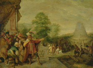 O edifício da torre de Babel de Frans II Francken