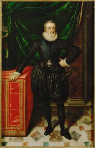 Henrique IV, rei de França, em traje de corte preto ... de Frans II Pourbus