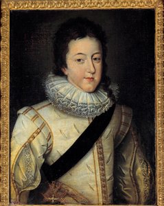 Retrato de Luís XIII, rei de França e Navarra (1601-1643) na altura do seu casamento em 1616 (h s/t 0,64 x 0,44) depois de Frans Pourbus Le Jeune (François (Franz) Porbus de Frans II Pourbus