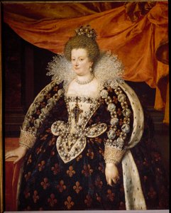 Retrato de Marie de Medicis (1573 - 1642), esposa de Henrique IV e mãe de Luís XIII Pintura de Frans Pourbus Le Jeune (François (Franz) Porbus