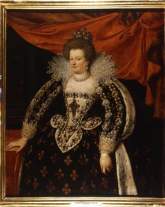 Retrato de Maria de Médicis (1573 - 1642), esposa de Henrique IV e mãe de Luís XIII. Pintura de Frans Pourbus Le Jeune (François (Franz) Porbus de Frans II Pourbus