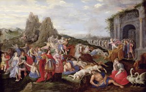 Os Escravos e as Fúrias do Amor (óleo sobre painel) de Frans II the Younger (after) Francken