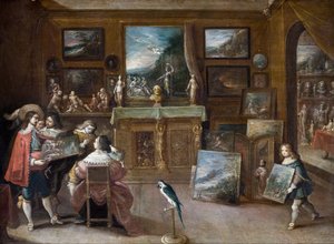 Uma visita ao Art Dealer, c.1625 (óleo sobre cobre) de Frans II the Younger Francken