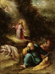 A Agonia no Jardim (óleo sobre cobre realçado com ouro) de Frans II the Younger Francken