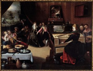 A Criança Prodigal em Courtesans Pintura de Frans (Franz) Pourbus l