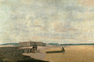 O antigo Forte Português dos Três Reis Magos no Rio Grande, Brasil ... de Frans Jansz Post