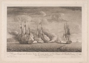 O brigue Lougen é atacado em St. Thomas, 3 de março de 1801 de Frans Martin Dodt